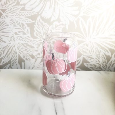 Pink Pumpkins Can Glass Cup