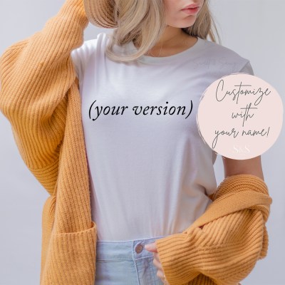 White shirt with (your version) customizable design with your name