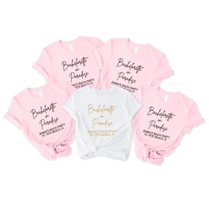 Pink and white bachelorette party shirts for a Florida bachelorette party
