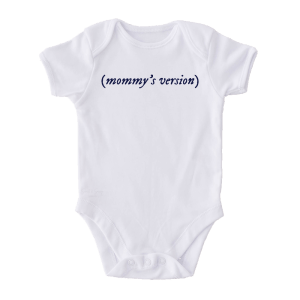 White Taylor Swift baby onesie with (mommy's version) design inspired by Taylor's version