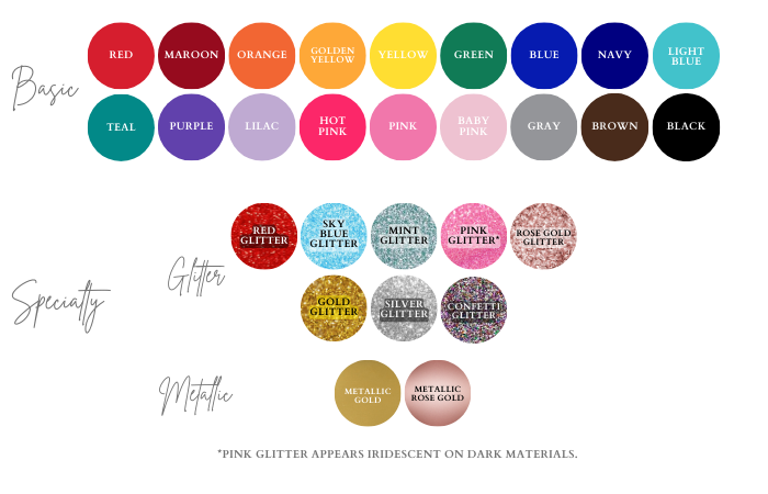 Onesie design color chart