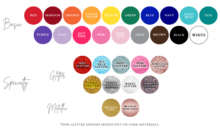 Sweatshirt vinyl design color options